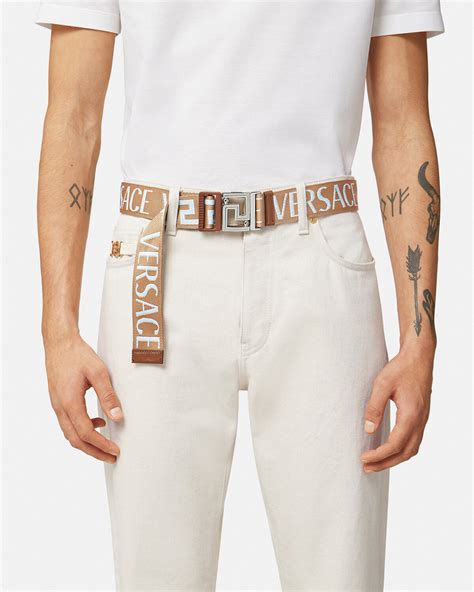 Versace Allover Reversible Belt Beige 